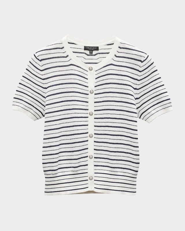 Dina Stripe Short-Sleeve Cardigan